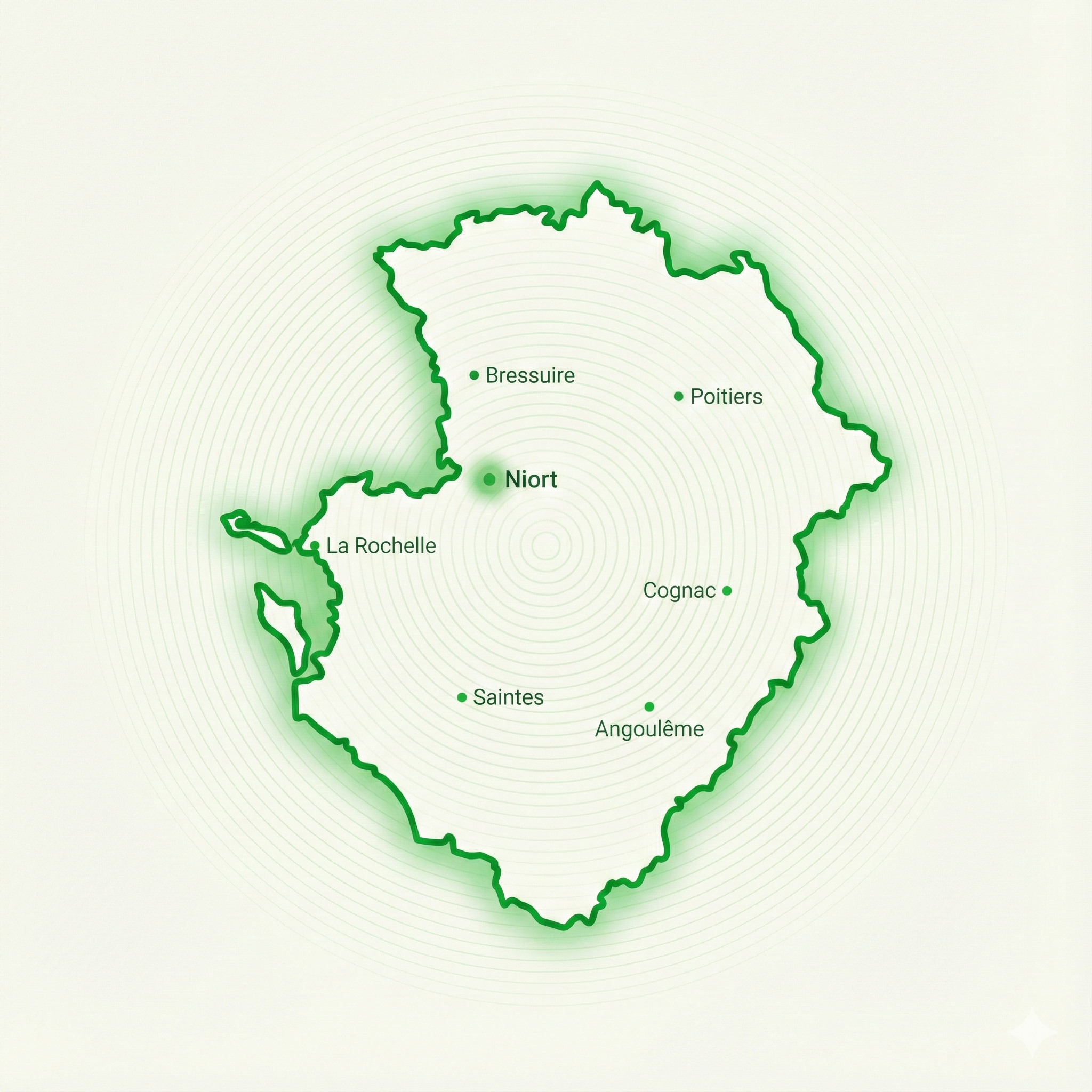 Carte des zones d'intervention Sévria - Niort, Poitou-Charentes